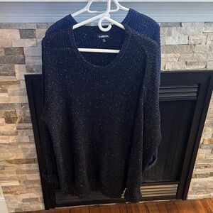 Carbon Black Metallic Speckle Crewneck Sweaters (Black & Blue)